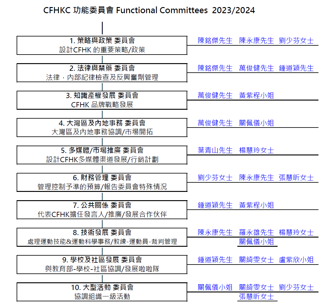 執行委員會架構 functional committee structure